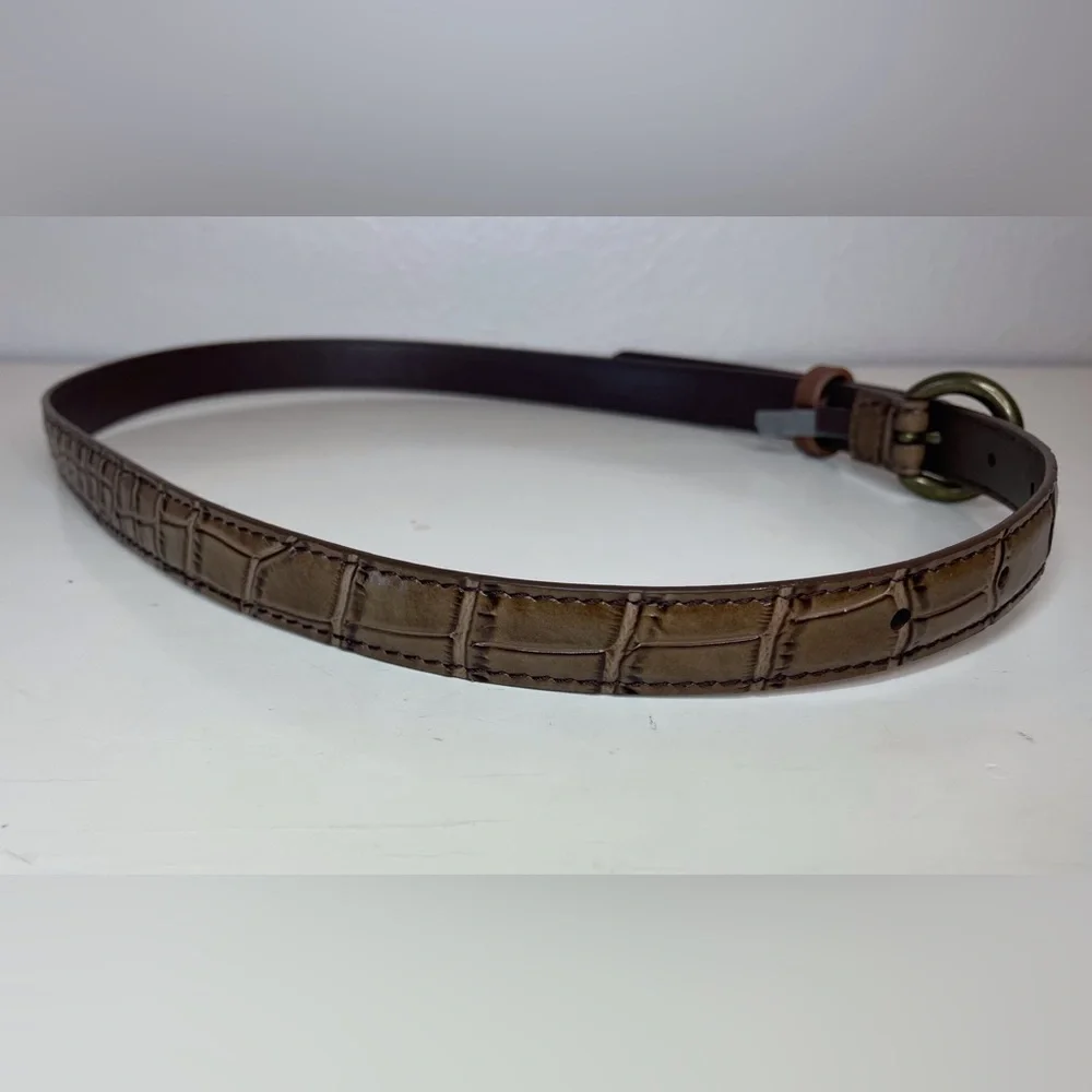 Simple Retro Vintage Women’s Brown Slim‎ Belt Size 26”/28”